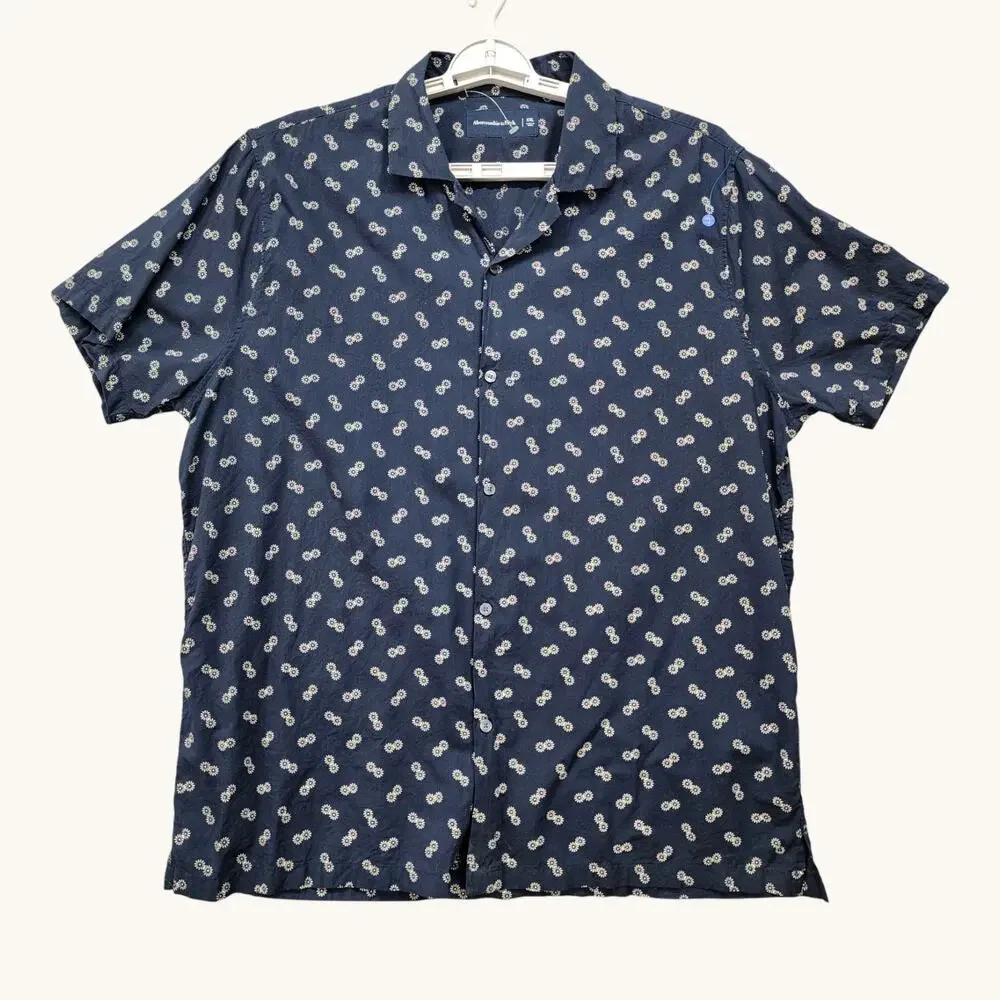 Abercrombie & Fitch Men’s XXL Blue Floral Print Camp Shirt Viscose Soft Hipster - Picture 2 of 8